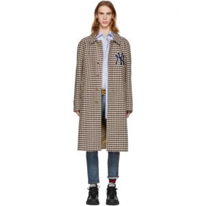 Gucci Brown NY Yankees Edition Houndstooth Coat Gucci Brown NY Yankees Edition Houndstooth Coat