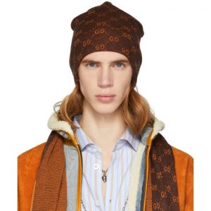 Gucci Brown and Orange Alpaca GG Supreme Beanie Gucci Brown and Orange Alpaca GG Supreme Beanie