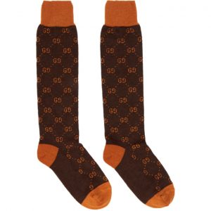 Gucci Brown and Orange Alpaca GG Supreme Socks Gucci Brown and Orange Alpaca GG Supreme Socks