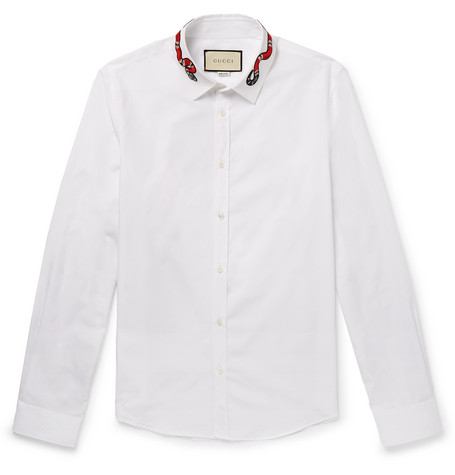 Gucci , Duke Appliquéd Cotton Oxford Shirt , Men , White