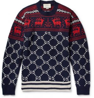 Gucci - Fair Isle Jacquard-Knit Wool Sweater - Men - Storm blue Gucci - Fair Isle Jacquard-Knit Wool Sweater - Men - Storm blue