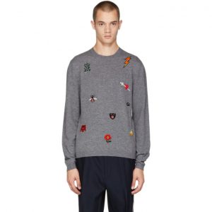 Gucci Grey All Over Embroidery Sweater Gucci Grey All Over Embroidery Sweater