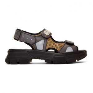 Gucci Grey Reflective Sega Aguru Sandals Gucci Grey Reflective Sega Aguru Sandals