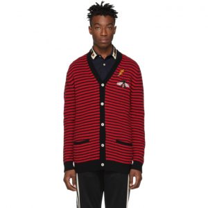 Gucci Red and Black Striped Cardigan Gucci Red and Black Striped Cardigan
