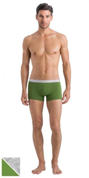 HANRO (73078) Cotton Essentials Boxer Briefs 2-Pack - Concrete/atlanti HANRO (73078) Cotton Essentials Boxer Briefs 2-Pack - Concrete/atlanti