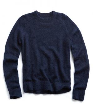 Italian Brushed Wool Crewneck Sweater in Navy Italian Brushed Wool Crewneck Sweater in Navy