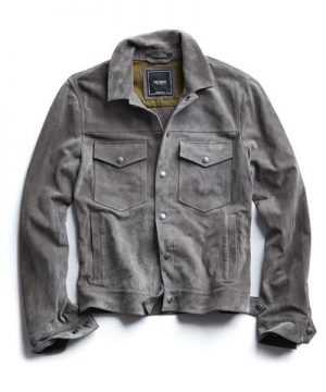 Italian Suede Snap Front Dylan Jacket in Grey Italian Suede Snap Front Dylan Jacket in Grey