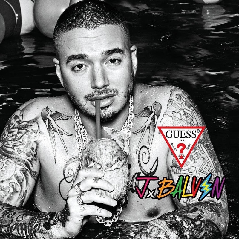 Showing off his tattoos, J Balvin stars in GUESS' spring-summer 2019 campaign.