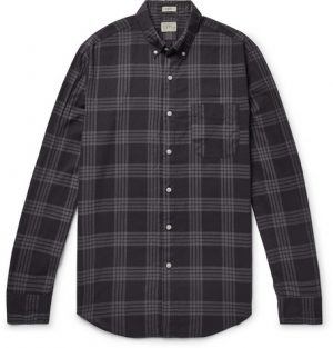 J.Crew - Button-Down Collar Over-Dyed Checked Cotton-Blend Shirt - Men - Black J.Crew - Button-Down Collar Over-Dyed Checked Cotton-Blend Shirt - Men - Black
