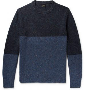 J.Crew - Colour-Block Mélange Donegal Wool-Blend Sweater - Men - Navy J.Crew - Colour-Block Mélange Donegal Wool-Blend Sweater - Men - Navy