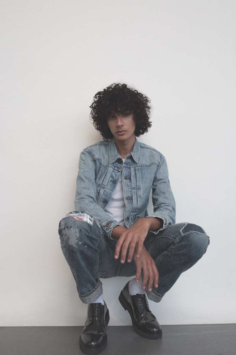 Model Callum Stoddart wears denim from Levi's Made & Crafted.
