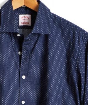 Made in the USA Hamilton + Todd Snyder Deco Dot Dress Shirt in Navy Made in the USA Hamilton + Todd Snyder Deco Dot Dress Shirt in Navy