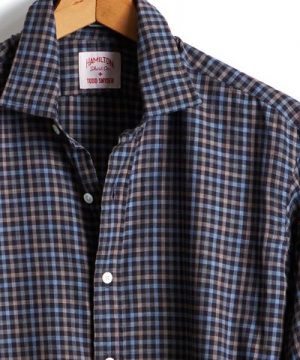 Made in the USA Hamilton + Todd Snyder Navy/Brown Tattersall Dress Shirt Made in the USA Hamilton + Todd Snyder Navy/Brown Tattersall Dress Shirt