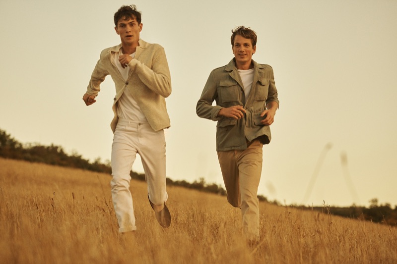 Models Luc Defont-Saviard and Hugo Sauzay star in Massimo Dutti's spring-summer 2019 campaign.