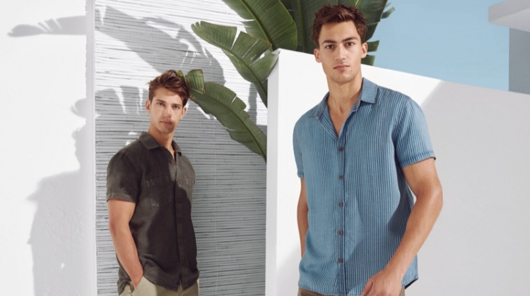 Models Ben Bowers and Alessio Pozzi wear spring-summer 2019 fashions from Mavi.