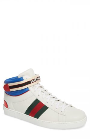 Men's Gucci New Ace Stripe High Top Sneaker, Size 10US / 9UK - White Men's Gucci New Ace Stripe High Top Sneaker, Size 10US / 9UK - White