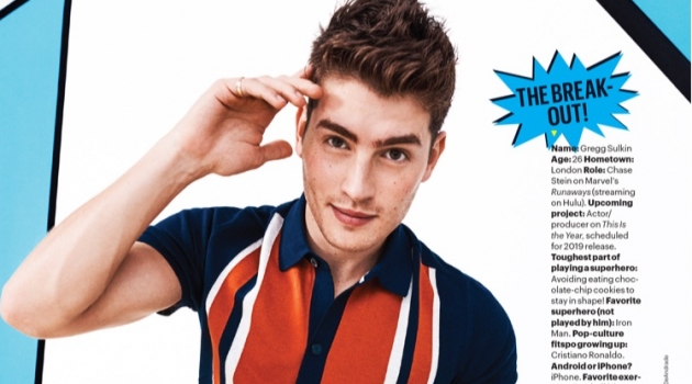 Gregg Sulkin, Aubrey Joseph & Tom Hopper Don Must-Have Style for Men's Health Gregg Sulkin dons a Ben Sherman polo with a Lacoste watch and trousers.