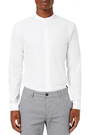 Men's Topman Band Collar Skinny Fit Dress Shirt, Size XX-Large - White Men's Topman Band Collar Skinny Fit Dress Shirt, Size XX-Large - White