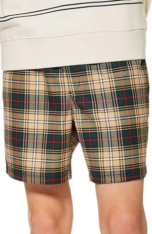 Men's Topman Check Shorts, Size Large - Beige Men's Topman Check Shorts, Size Large - Beige