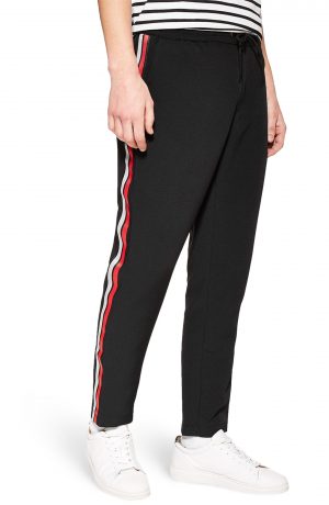 Men's Topman Classic Fit Side Stripe Cropped Jogger Pants, Size 28 x 32 - Black Men's Topman Classic Fit Side Stripe Cropped Jogger Pants, Size 28 x 32 - Black