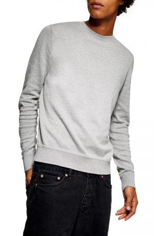 Men's Topman Marl Crewneck Sweater, Size X-Large - Ivory Men's Topman Marl Crewneck Sweater, Size X-Large - Ivory