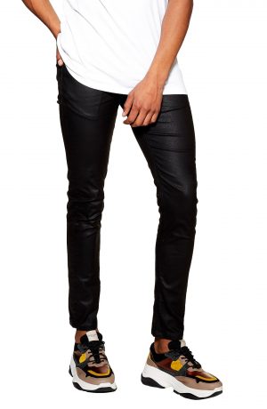 Men's Topman Skinny Stretch Snakeskin Print Trousers, Size 30 x 32 - Black Men's Topman Skinny Stretch Snakeskin Print Trousers, Size 30 x 32 - Black