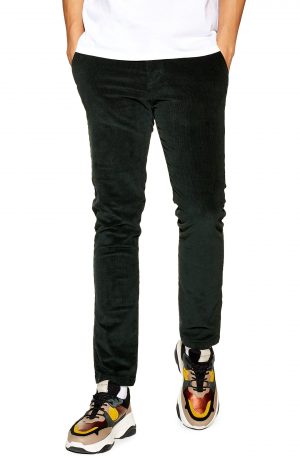 Men's Topman Stretch Skinny Fit Corduroy Pants, Size 38 x 32 - Green Men's Topman Stretch Skinny Fit Corduroy Pants, Size 38 x 32 - Green
