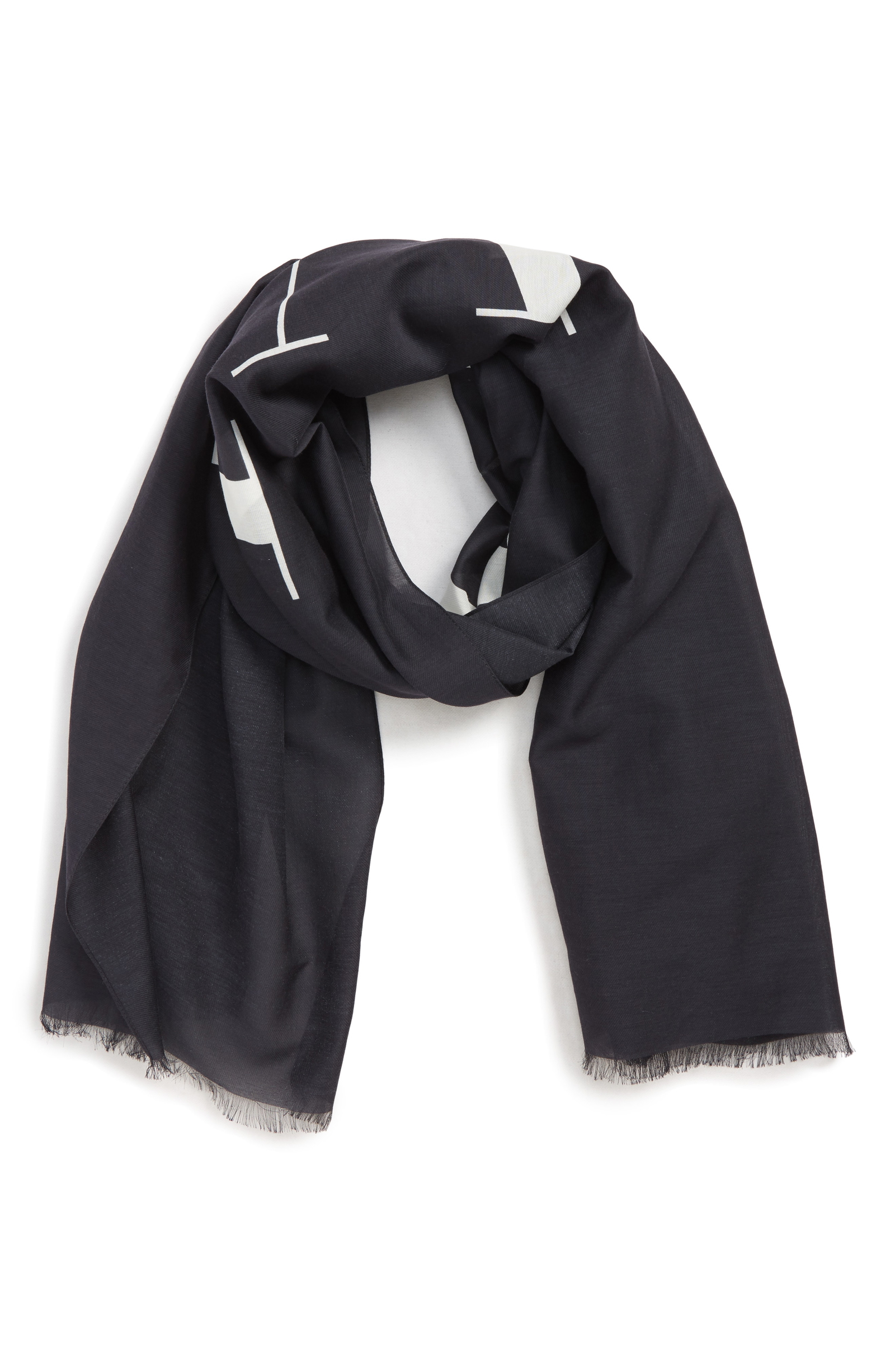 Men’s Valentino Garavani Vltn Logo Scarf, Size One Size – Black | The ...