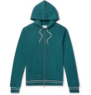Mr P. - Contrast-Tipped Loopback Cotton-Jersey Hoodie - Men - Teal Mr P. - Contrast-Tipped Loopback Cotton-Jersey Hoodie - Men - Teal