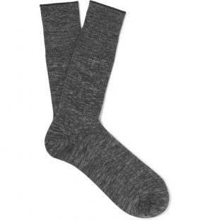 Mr P. - Mélange Cotton-Blend Socks - Men - Charcoal Mr P. - Mélange Cotton-Blend Socks - Men - Charcoal