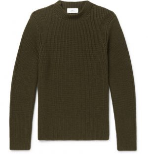 Mr P. - Ribbed Merino Wool Sweater - Men - Army green Mr P. - Ribbed Merino Wool Sweater - Men - Army green
