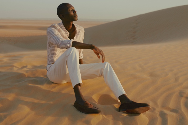 Top model Armando Cabral appears in Mr Porter's spring-summer 2019 campaign.