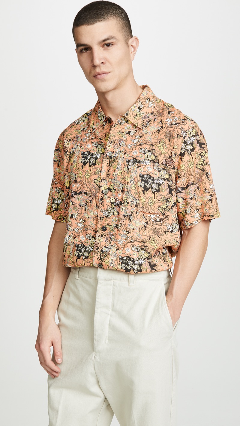 Our Legacy Box Short Sleeve Shirt Red Plants Print