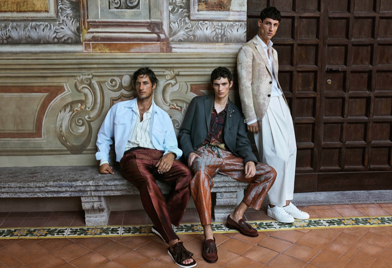 Models Axel Hermann, Piero Mendez, and Nicolas Ripoll front Pal Zileri's spring-summer 2019 campaign.