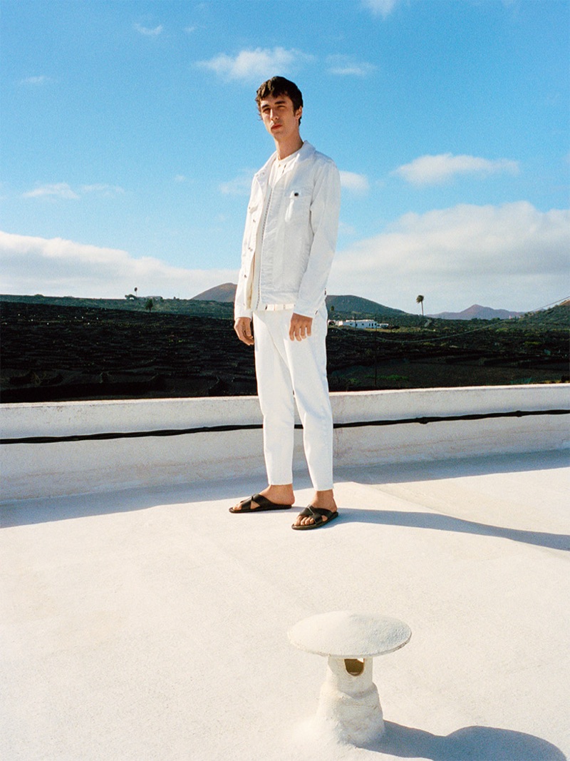 Embracing all white, Baptiste Zysman sports denim from Reserved's new collection.