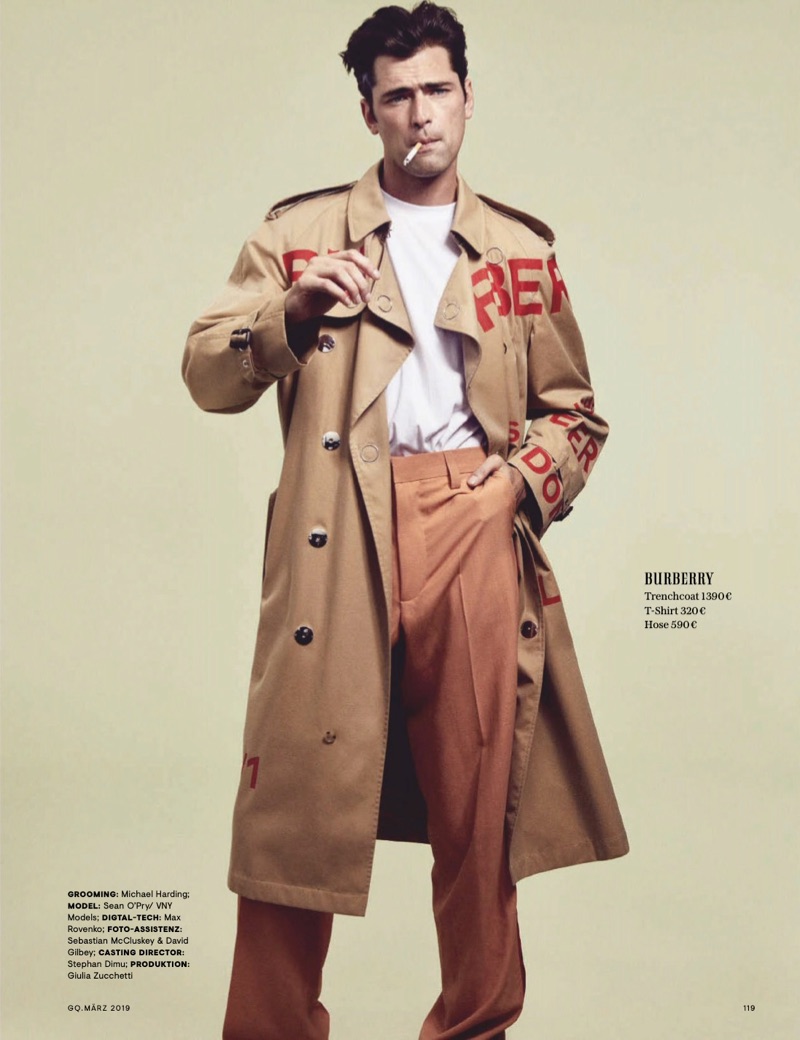 Sean O'Pry stars in an editorial for GQ Germany.