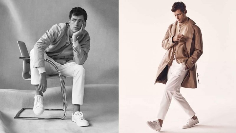 Embracing neutrals, Sean O'Pry dons sleek looks from Massimo Dutti.