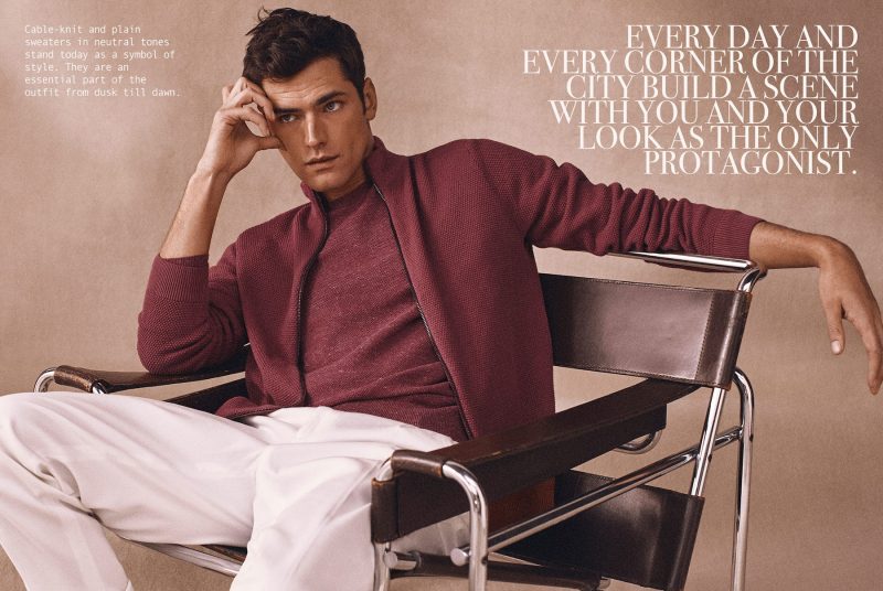 A striking vision, Sean O'Pry wears a monochromatic number from Massimo Dutti.