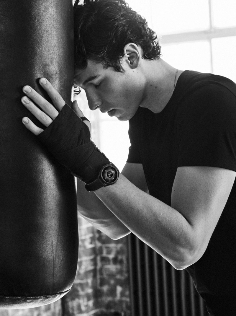 Singer Shawn Mendes reunites with Emporio Armani for its spring-summer 2019 watches campaign.