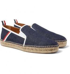 Thom Browne - Grosgrain-Trimmed Denim Espadrilles - Men - Dark denim Thom Browne - Grosgrain-Trimmed Denim Espadrilles - Men - Dark denim