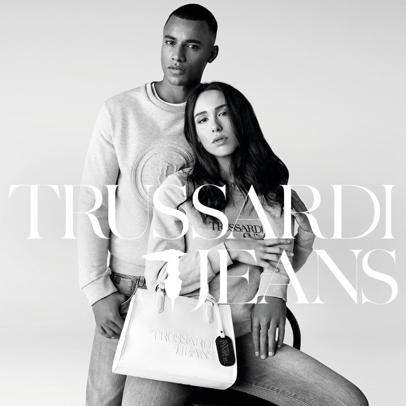 Models Nathaniel Ludemann and Aurora Ramazzotti star in Trussardi Jeans' spring-summer 2019 campaign.