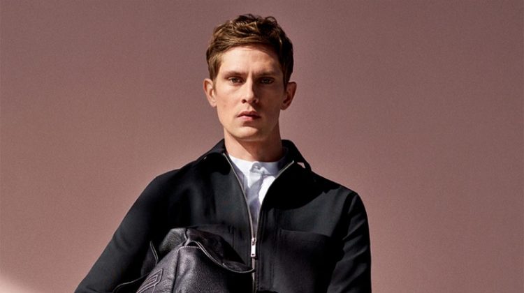 Mathias Lauridsen dons a blouson jacket with drawstring pants from Zara.