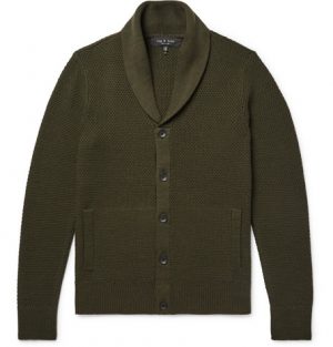 rag & bone - Cardiff Merino Wool and Cotton-Blend Cardigan - Men - Army green rag & bone - Cardiff Merino Wool and Cotton-Blend Cardigan - Men - Army green