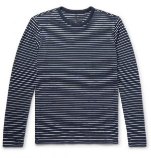 rag & bone - Striped Cotton-Blend T-Shirt - Men - Storm blue rag & bone - Striped Cotton-Blend T-Shirt - Men - Storm blue