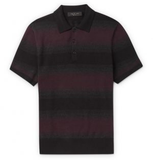 rag & bone - Striped Cotton and Cashmere-Blend Polo Shirt - Men - Burgundy rag & bone - Striped Cotton and Cashmere-Blend Polo Shirt - Men - Burgundy