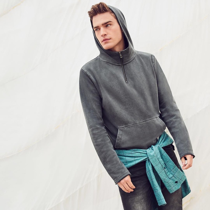 Embracing sporty style, Bo Develius fronts Q/S designed by's spring-summer 2019 campaign.