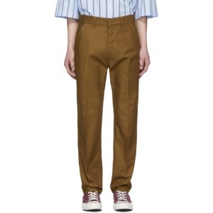 AMI Alexandre Mattiussi Brown Straight-Fit Trousers AMI Alexandre Mattiussi Brown Straight-Fit Trousers