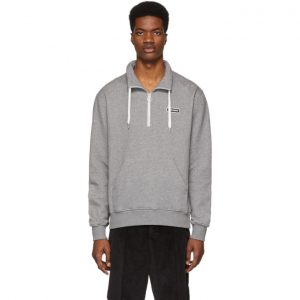 AMI Alexandre Mattiussi Grey Ami Paris Patch Half-Zipped Sweatshirt AMI Alexandre Mattiussi Grey Ami Paris Patch Half-Zipped Sweatshirt