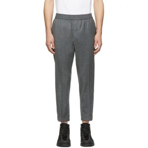 AMI Alexandre Mattiussi Grey Wool Elastic Waist Trousers AMI Alexandre Mattiussi Grey Wool Elastic Waist Trousers