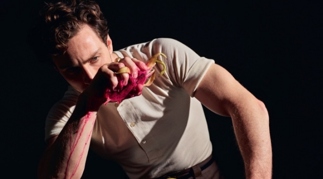 Aaron Taylor-Johnson Goes Surreal for Icon Cover Shoot Starring in a new photo shoot, Aaron Taylor-Johnson wears a vintage Dolce & Gabbana henley with Necessity Sense trousers.